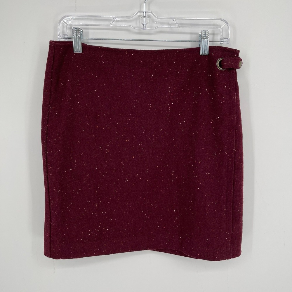 Bananaâ Republic Women's Burgundy Speckled Wool Blend Retro Mini Skirt Size 8